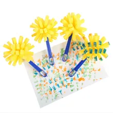 4pcs lot Explosion head broom head designs sponge painting brush graffiti sponge children brush art drawing