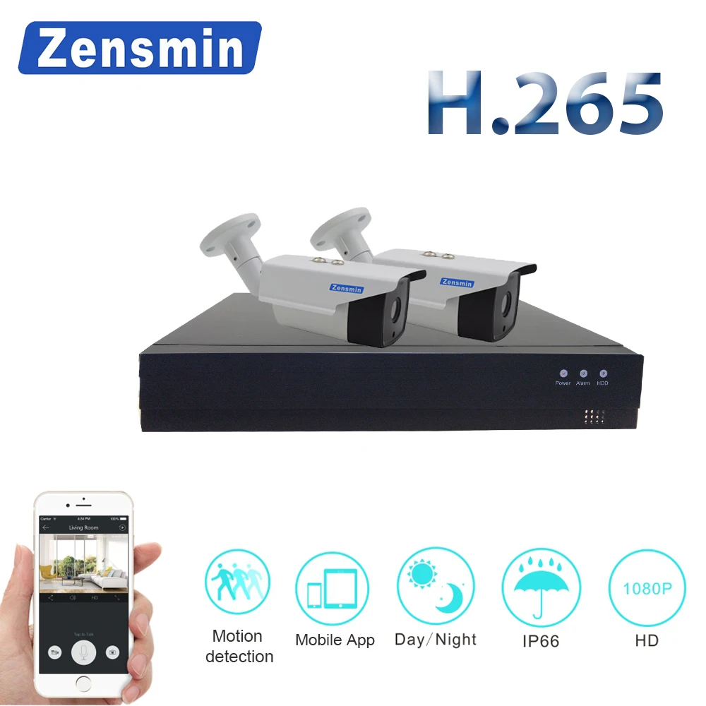 ZensminH.265 4CH 1080 P POE NVR комплект 2MP 3000TVL PoE ip-камера P2P облако системы видеонаблюдения ИК