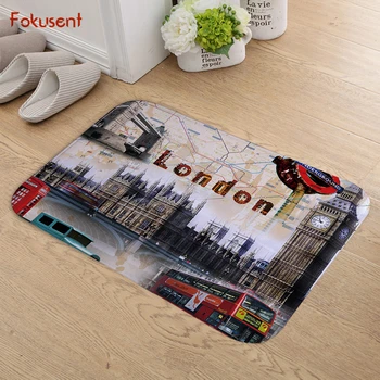 

FOKUSENT Door Mat Rug Famous Building Print Big Ben in London Fabric Flannel Floor Mat Charm Doormat