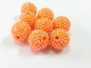 

Wholesale Large Size 24mm 80pcs/lot Orange AB Resin Rhinestone Beads For Chunky Necklace Making