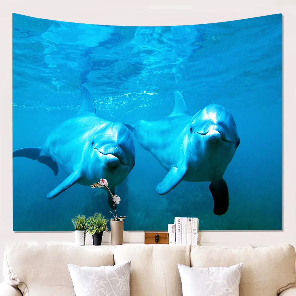 

Fashionable and Changeable Tapestry Dolphin Dorm Room Decoration Home Decor Psychedelic Beach Mat Curtain Tapistry Hanging Cloth