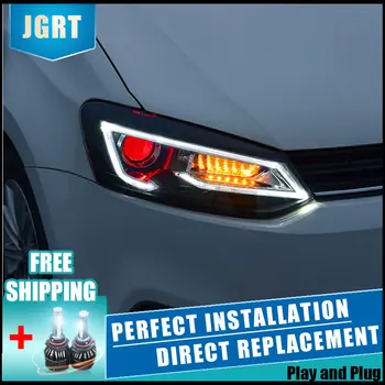 

2PCS LED Headlights For VW Polo 2011-2016 Car Led Lights Double Xenon Lens Car Accessories Daytime Running Lights Fog Lights