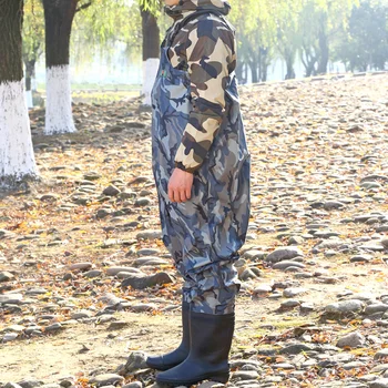29.5cm Camouflage Fishing Waders PVC Waterproof Breathable Chest Pant Fishing Waders Dichotomanthes Bottom Water Sport Clothing