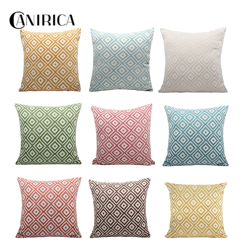 

CANIRICA Cushion cover cotton soft fabric diamond pattern modern style pillowcase home decoration bedroom live room accessories
