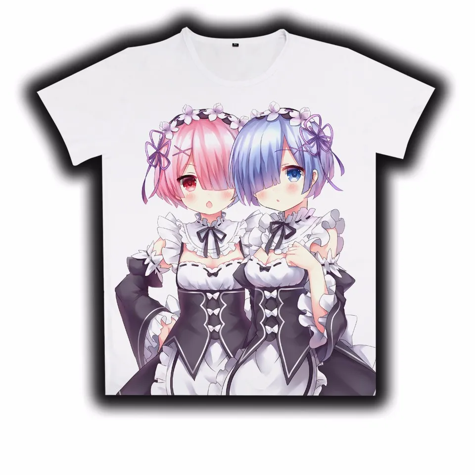 

Nice Short Sleeve Anime Re: Zero Kara Hajimeru Isekai Seikatsu REM RAM Unisex T-Shirt Tee Top