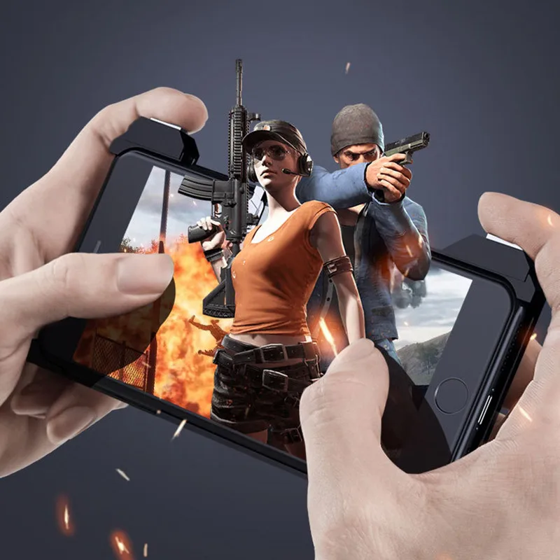 Pubg Controller Mobile Phone Case 2 in 1 PUBG Mobile Joystick Trigger Fire Aim Button Game Pad for iPhone 6 6s 7 8 X XS Cover