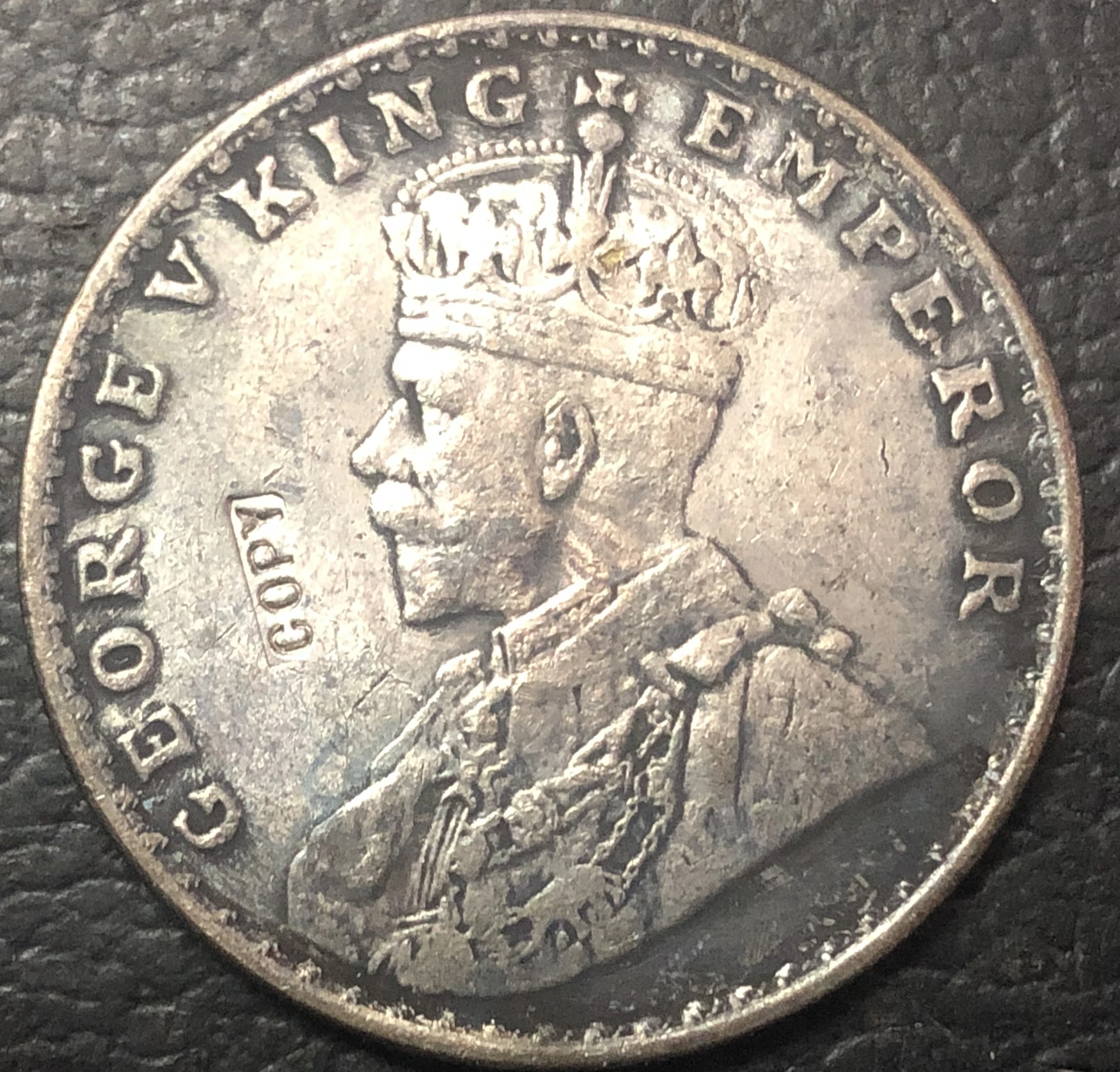1919 INDISCHE EINE RUPIE Silber Münze kopie