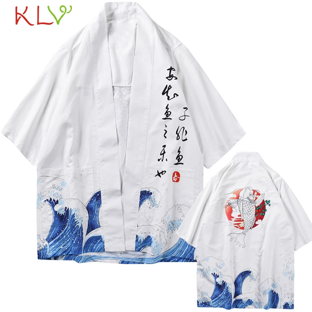 Пара кимоно кардиган для женщин и мужчин длинное летнее цветочное кимоно Mujer Кимоно размера плюс пляжная блуза Harajuku Femininas 19Apr23 - Цвет: L