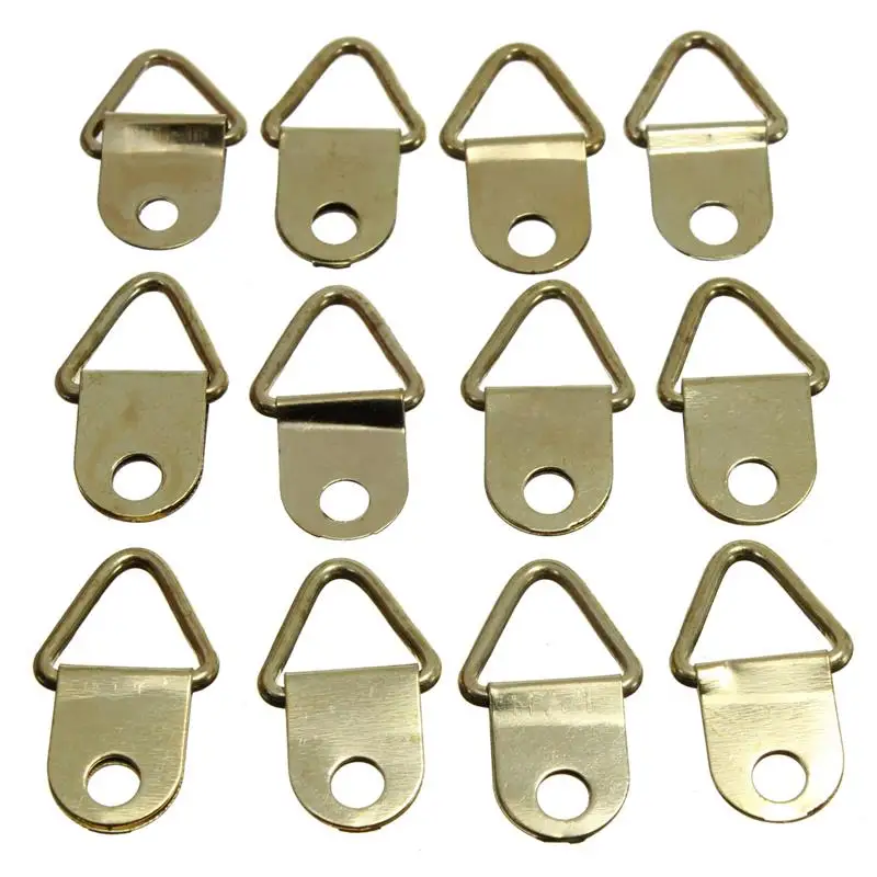 20X/Pack Golden Brass Triangle Photo Picture Frame Wall Mount Hook Hanger TDCA 