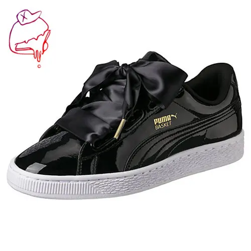 2018 Оригинал PUMA Basket Heart Patent Для женщин кроссовки замшевые Атлас бадминтон обувь