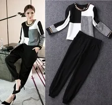 Europe 2016 haren pant suit fashion female cotton linen jacket spring new leisure two piece temperament women’s set
