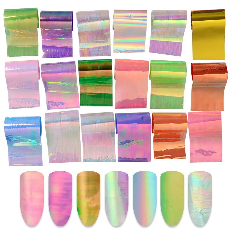 

20Pcs/set Starry Sky Nail Foils Transfer Water Decals Nail Art Stickers Broken Glass DIY Image Nail Tips Decorations