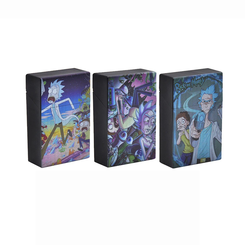 

12pcs/1lot Rick And Morty Advanced Plastic Cigarette Case for Normal Cigarette Case Holder Hard Cigarette Case