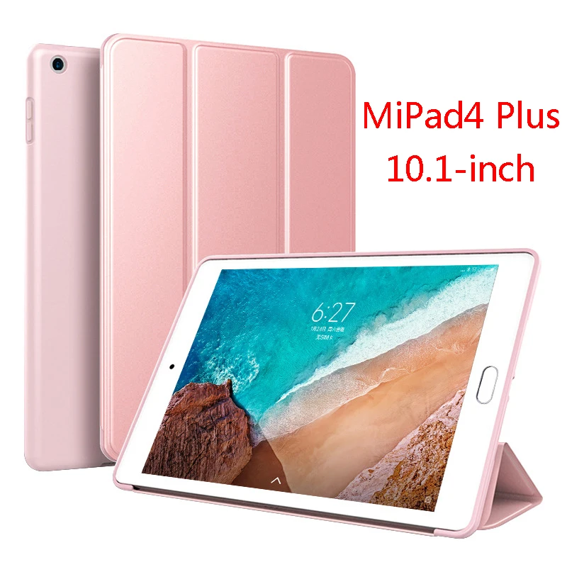 Умный чехол для Xiaomi mi pad 4 plus/pad4, силиконовый чехол для планшета из искусственной кожи, чехол-книжка для mi PAD 4, 8 дюймов/10,1 дюймов, защитный чехол - Цвет: MiPad4 Plus RoseGold