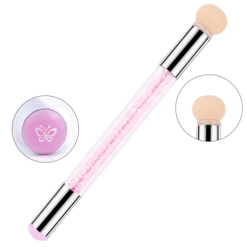 

Dual-ended Gradient Nail Stamper Pen Silicone Stamper Sponge Head Rhinestone Handle Brush Blooming UV Gel Pen