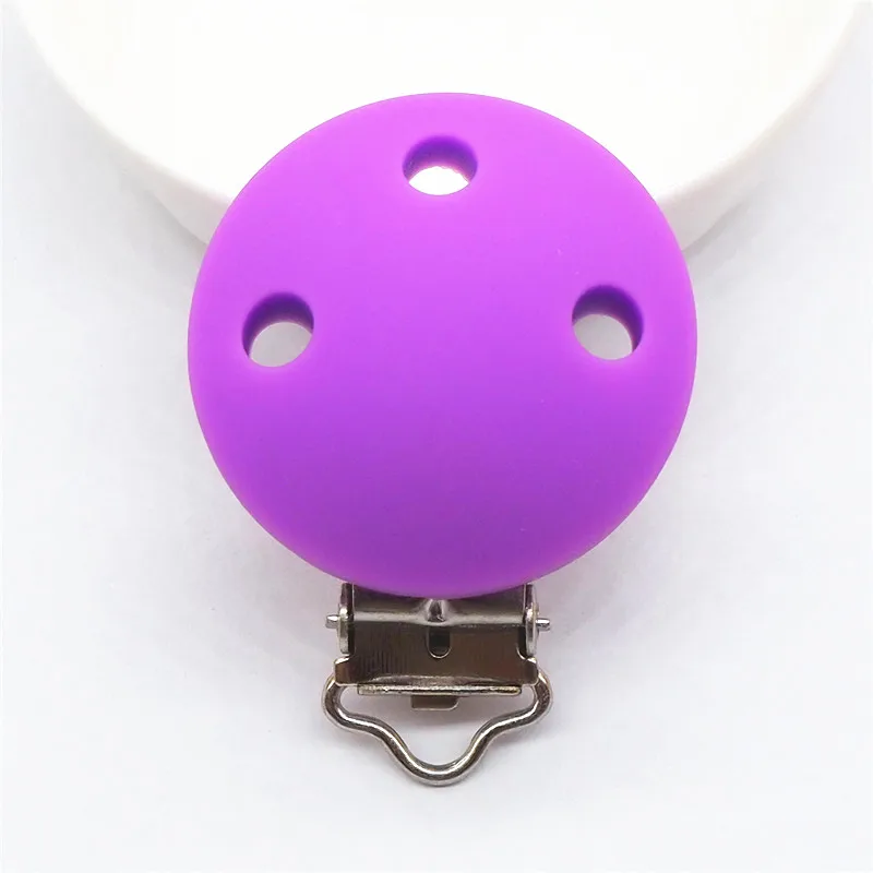 Purple Chenkai 100 шт. силиконовые соски зажимы DIY Детские Прорезыватель зубов, пустышка Монтессори сенсорные ювелирные изделия держатель цепи игрушки круглые скрепки BPA бесплатно - Цвет: Purple