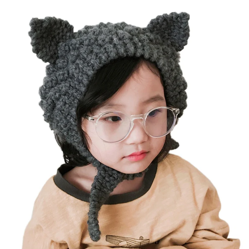 

Baby Hat Caps Autumn Winter Children Boy Girl Hair Band Ear Straps Knitted Wool Hat Children Warm Hat 1-12 Years Old Baby Caps