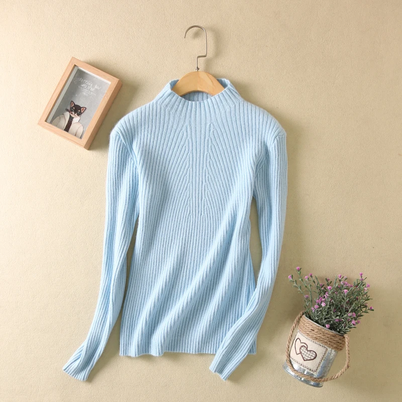 Quality winter sweater women high collar 100% pure cashmere blend sweater female soft sweater wool 2018 new warm pullover D00204