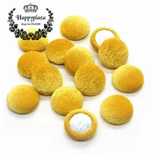 15 мм 50 шт. лимонно-желтая Корейская Вельветовая ткань, покрытая круглыми пуговицами для домашнего шитья, плоское создание скрапбука своими руками
