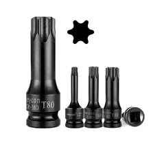 Torx Бит Электрический ударный гайковерт пневматический гаечный ключ-адаптер бит 1/" Адаптер торцевая головка T30 T40 T45 T50 T55 T60 T70 T80 T100 инструмент