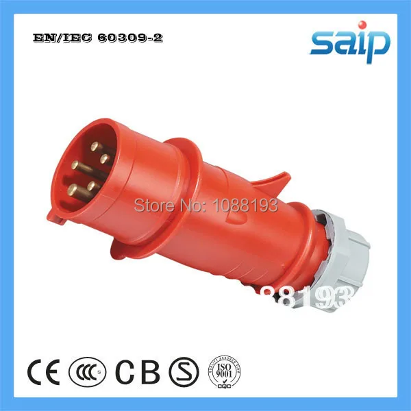 Красный 32 Ампер 380-415 В IP44 Водонепроницаемый 3P+ N+ E 5pin IEC60309 CEE мужской промышленный соединитель Электрический разъем
