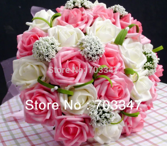 8779 Offre Spéciale Livraison Gratuite Ems 8 Pcslot Beau Bouquet De Mariée Bouquets De Mariage à La Main En Violet Rose Bleu Blanc