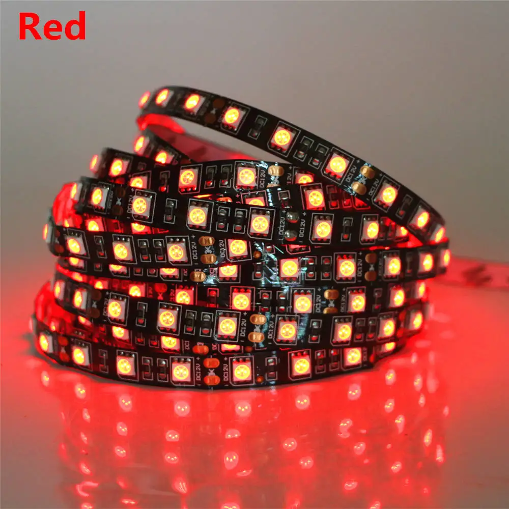 

0.5-5M SMD 5050 RGB LED Strip Waterproof DC12V 60LED/m Black PCB Fita LED Light Flexible Neon Tape LED Diode Ribbon Luz Lighting
