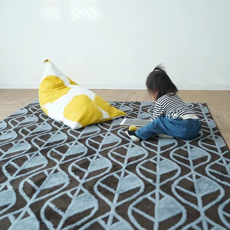 Скандинавский стиль 3D машинный тканые рыбы листья коврик для гостиной, украшение дома прикроватный коврик, мягкий мат «татами»