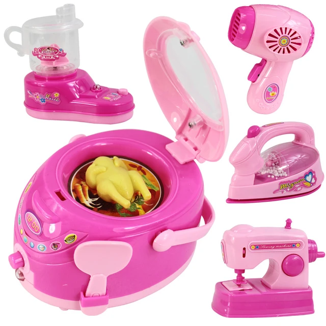 Kids Girl Simulation Children Sewing Machine Small Appliances Toy Sets  Pretend Toy Color:Pink