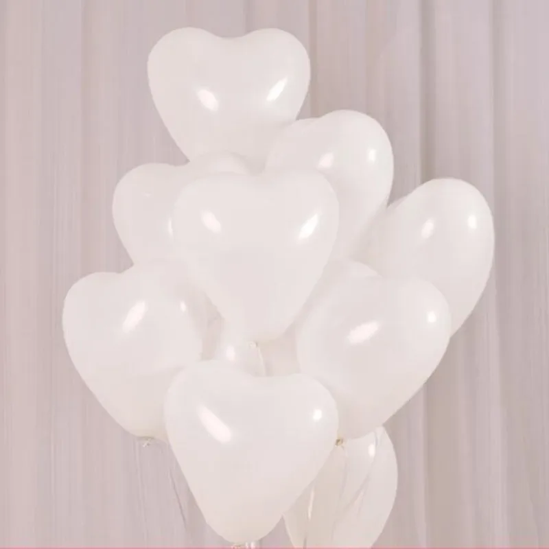 

Heart shape love baloons 50pcs/lot 10inch latex white ballons decor romantic wedding baloons anniversaire valentine's day ballon