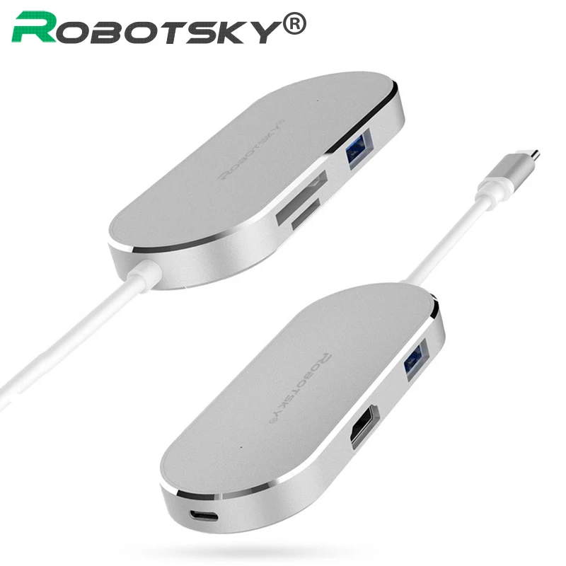 Robotsky 6 in 1 USB Type C Converter Male to HDMI USB3.0 SD/TF Type-C PD Female Adapter Cable USB-C HUB for Samsung Oneplus цена Robotsky 6 in 1 USB Type C Converter Male to HDMI USB3.0 SD/TF Type-C PD Female Adapter Cable USB-C HUB for Samsung Oneplus цены онлайн