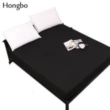 Hongbo-Protector de colchón de Color sólido con elástico blanco/Negro, Funda de colchón impermeable, almohadilla de protección de sábana ajustada para bebé