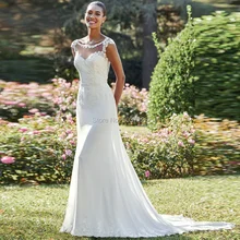 Свадебные платья русалки с круглым вырезом и короткими рукавами без рукавов с открытой спиной корт поезд Vestidos De Noiva свадебное платье для невесты