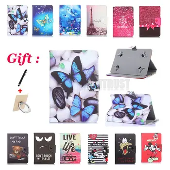 

Universal 10.1 inch Cartoon Pu Leather Stand Case for Prestigio Grace 3301 4G 10.1" Tablet Cover + 2 Gifts