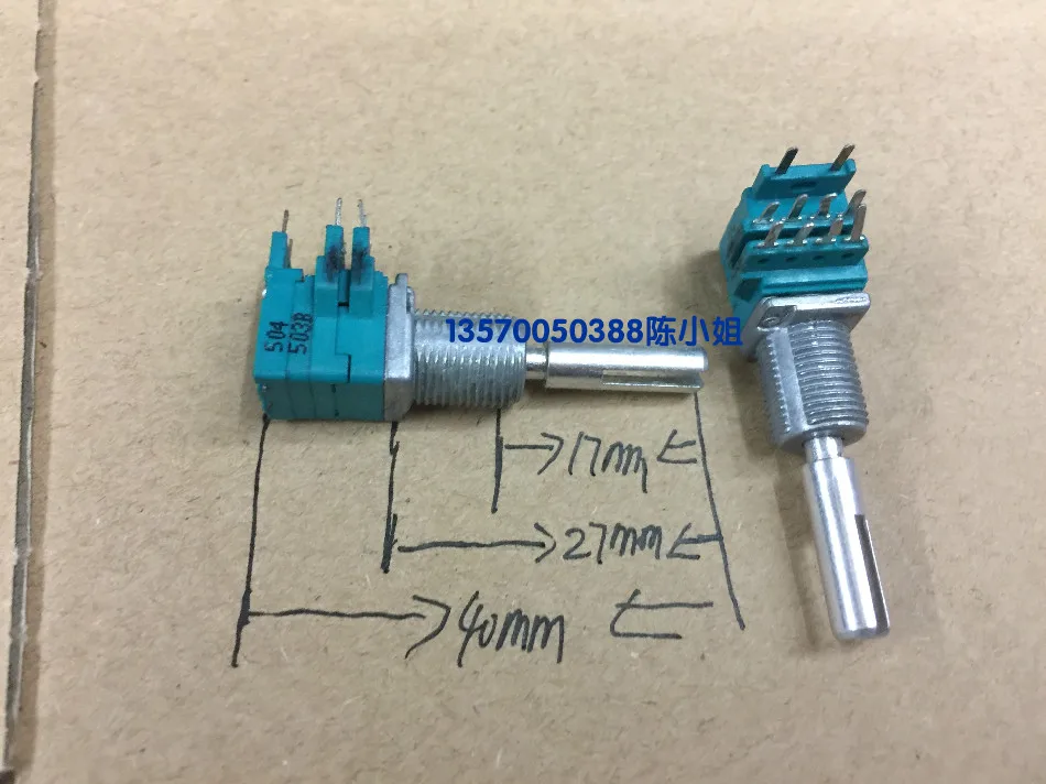 

2PCS/LOT Taiwan FD Fuhua RK097 precision double potentiometer, B50K with tap, with switch, shaft length 25mm