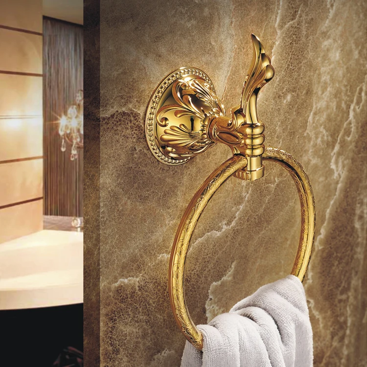 Vintage Brass Ti PVD Gold Plated Antique Bathroom Wall Mounted Towel