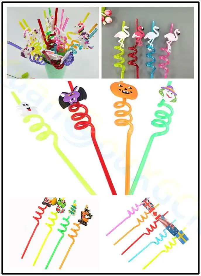 

160* reusable Pumpkin bat Flamingo Unicorn Plastic Straw Flexible drinking straws Tube tools Halloween party Bar accessories