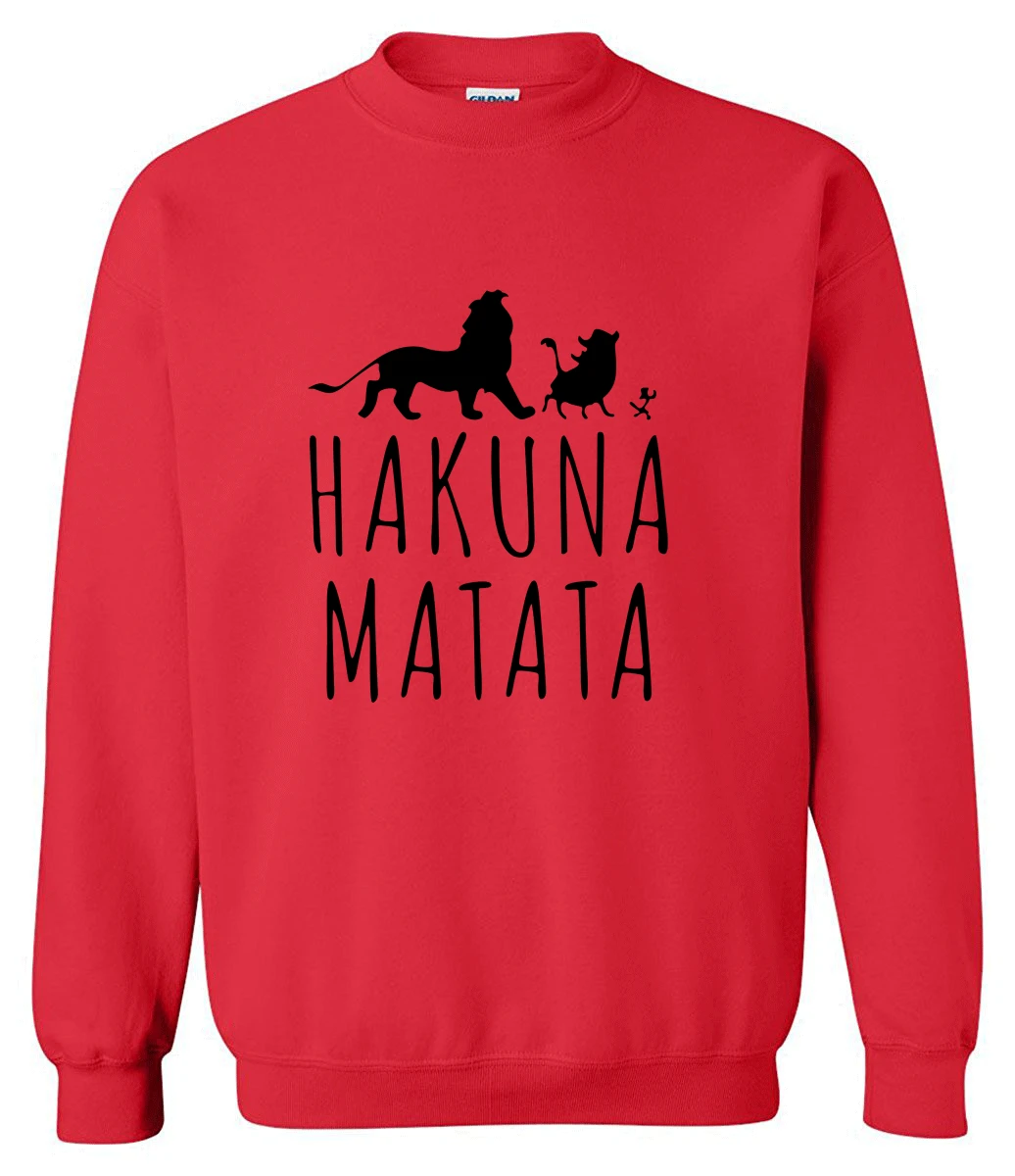 Новое поступление, Весенняя толстовка, зимняя толстовка из флиса HAKUNA MATATA, Забавный принт с буквами, популярная мужская спортивная одежда, толстовки harajuku - Цвет: red1