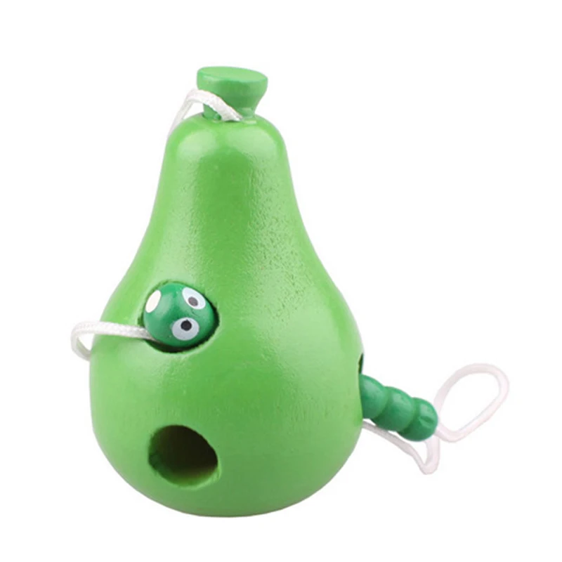 Pear Смешные деревянные Обучающие игрушки Монтессори червь есть для фруктов яблок Груша Детские игрушки раннего обучения учебные пособия детские игрушки-пазлы подарок - Цвет: Pear