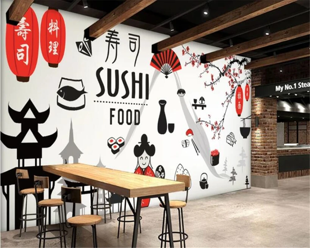 

beibehang wallpaper for walls in rolls Custom wall sticker sushi cuisine 3d photo wallpaper home interior papier peint mural 3d