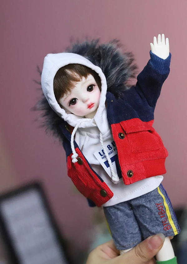 BJD кукла костюм для 1/4 1/6 yosd. MDD куртка с большим меховым воротником теплое лоскутное карманное пальто кукольные аксессуары