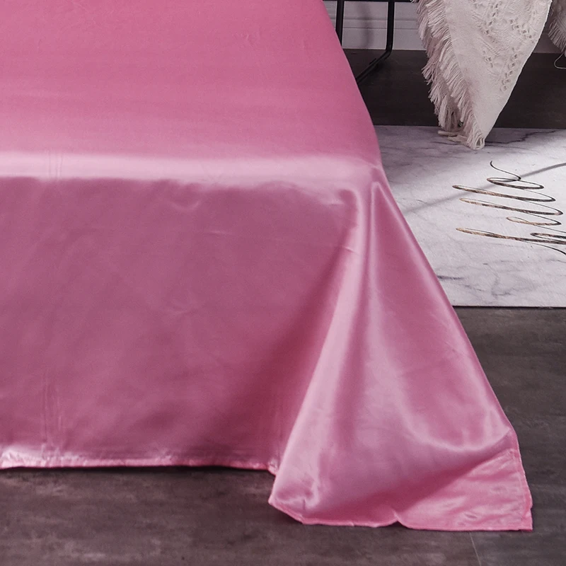 Liv-Esthete Лидер продаж Роскошный атласный шелк розовый 1 шт плоский лист шелковистый queen King простыни для женщин и мужчин