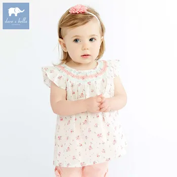 

DB7242 dave bella summer baby apricot print kids lovely suits children high quality costumes infant toddler girls clothing sets