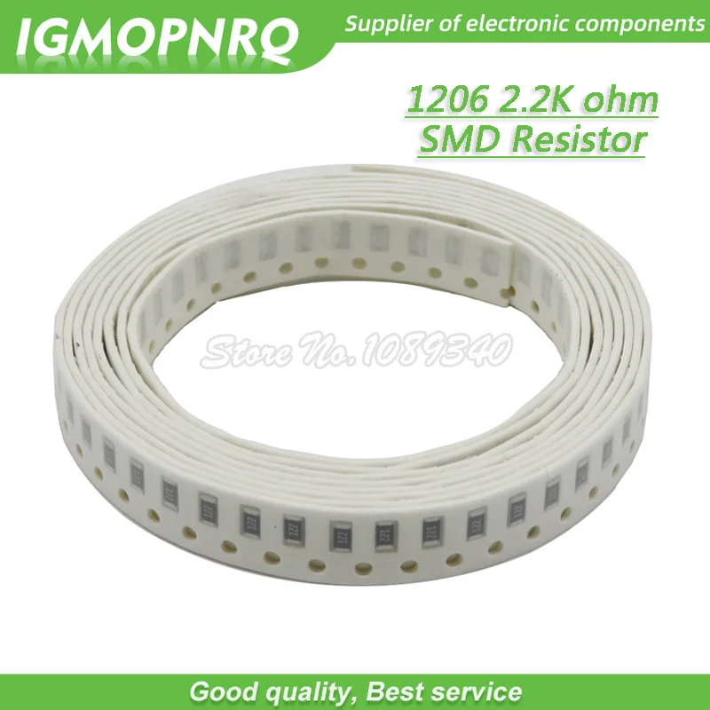 100 шт. 1206 SMD резистор 1% сопротивление 2 K Ом Чип 0 25 Вт 1/4 2K2 222 IGMOPNRQ | Электронные