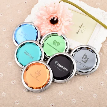 

VANTAS Personailzed Pocket Crystal Folding Makeup Mirror with Pouch Wedding Bridal Shower Favors Gift