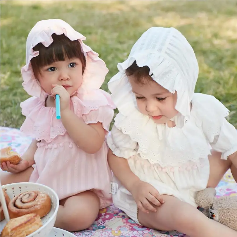 

Baby Boy Girl Clothes Kids Clothes Bodysuit Retro Bathrobe Uniform Clothes Infants ruffler lace spliced Costume Unisex Y1169
