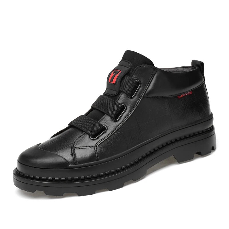 Clax Boot Mens Véritable Créateur Mode Casual Grande Chaussures En Cuir De Automne Mâle Marche Black Cheville Taille Bottes 3ARL4j5