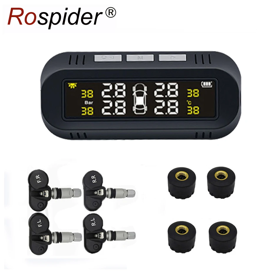 

Rospider Solar TPMS Windshield Car Tire Pressure Alarm Monitor System Tyre Pressure Smart Monitoring D04W D04N