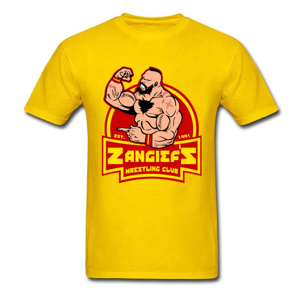 Zangiefs wrestling club Summer Pure Cotton Crew Neck Tees Short Sleeve Summer Tee Shirts Fashion Casual Tshirt Zangiefs wrestling club yellow