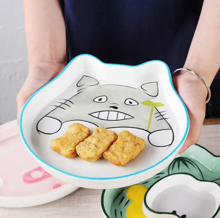 

lovely totoro pattern fork spoon creative forest pet ceramic breakfast dish Dish spoon fork 4 sets cartoon children tableware